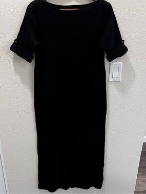 Lauren Ralph Lauren Women's Black Cotton Bodycon Maxi Dress Size S Timeless Chic